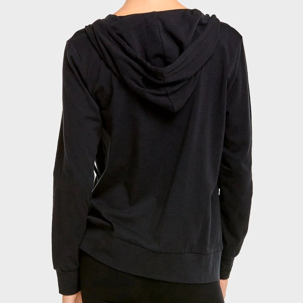 COPY - LADIES LIGHTWEIGHT FULL ZIP UP HOODIE SWEATSHIRT BLACK MEDIUM - Picture 3 of 3